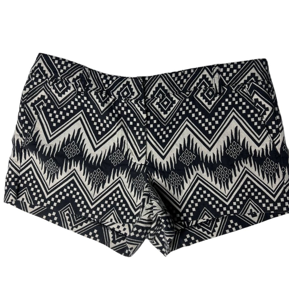 J. Crew Size 8 Women's Geometric Tribal Pattern Shorts Black and White